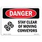 Signmission OSHA Danger Sign, Stay Clear Of Moving Conveyors, 7in X 5in Decal, 7" W, 5" H, Landscape OS-DS-D-57-L-1579 - alternate 1